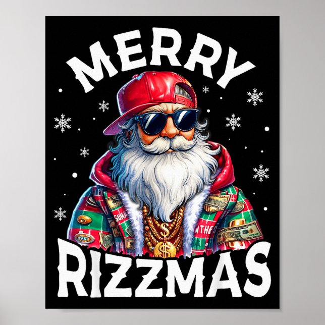 Póster Merry Rizzmas Santa Sungles Pajamas Holiday Christ (Frente)