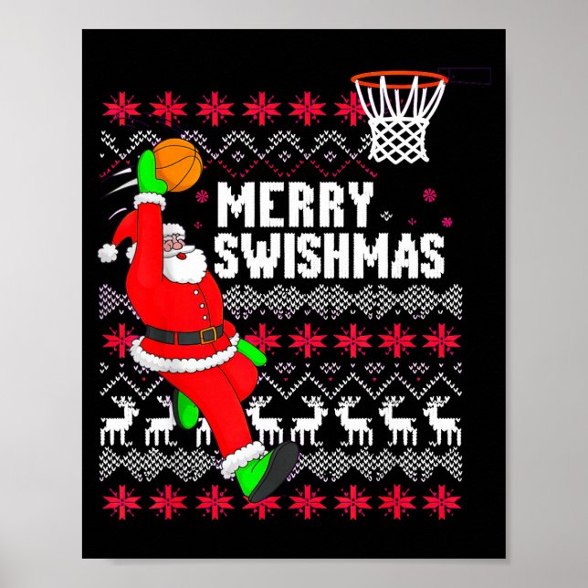 Póster Merry Swishmas Basketball Ugly Christmas Xmas  (Frente)