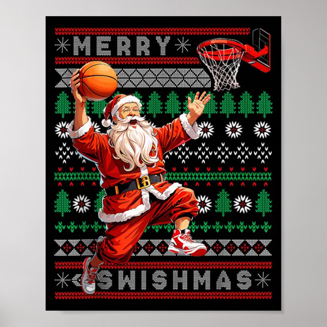 Póster Merry Swishmas Basketball Ugly Christmas Xmas Men  (Frente)