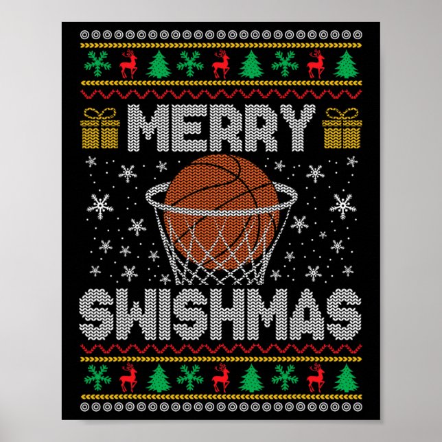 Póster Merry Swishmas Bysketll Navidades feos suéter (Frente)
