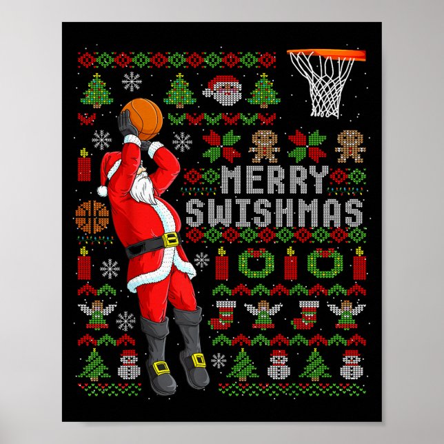 Póster Merry Swishmas Ugly Christmas Basketball Christmas (Frente)