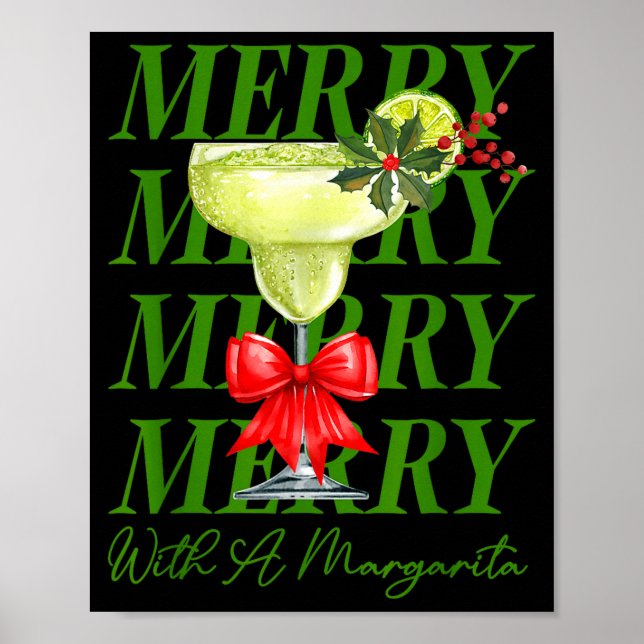 Póster Merry With A Margarita Christmas Drinking Margarit (Frente)