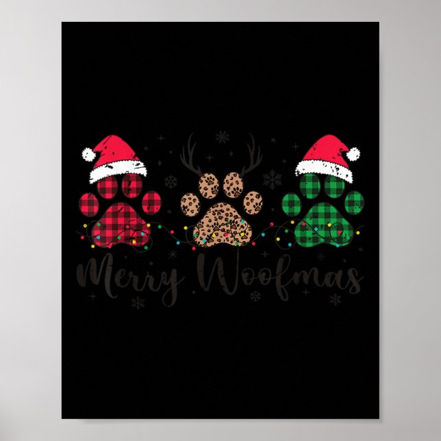 Póster Merry Woofmas Dog Lover Retro Holiday Top Puppy Ch (Frente)