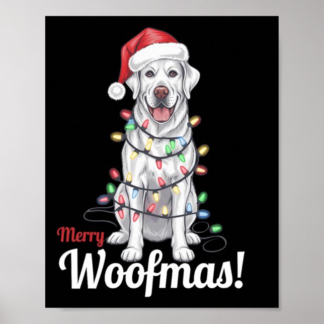 Póster Merry Woofmas Silver Labrador Dog Light Decour Chr (Frente)