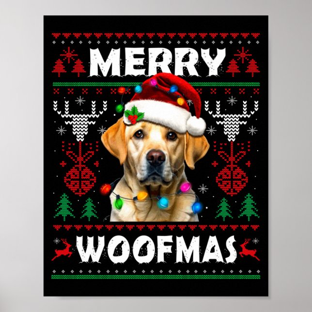 Póster Merry Woofmas Yellow Labrador Christmas Ugly Sweat (Frente)