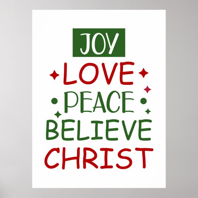 Póster Merry Xmas Joy Love Peace Believe (Frente)