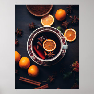 Póster Merry y Mulled Bebida navideña acogedora