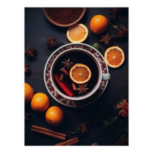 Póster Merry y Mulled Bebida navideña acogedora