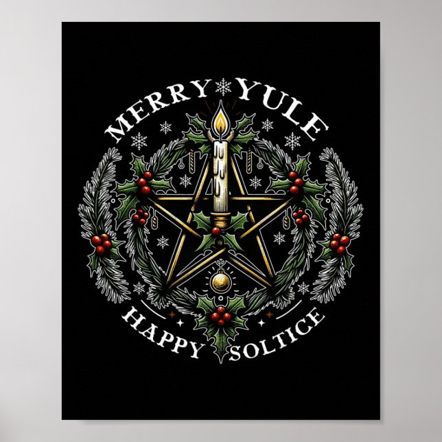 Póster Merry Yule & amp; feliz solsticio (Frente)