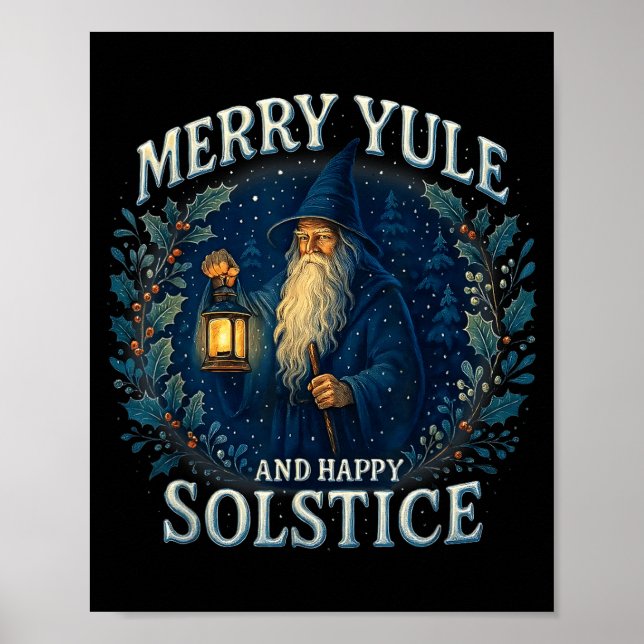 Póster Merry Yule And Happy Solstice Mystic Winter Quote  (Frente)