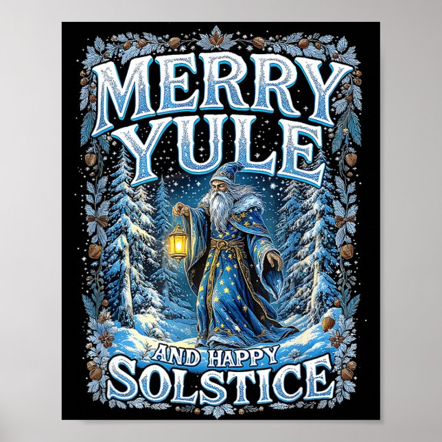 Póster Merry Yule And Happy Solstice Mystic Winter Quote  (Frente)