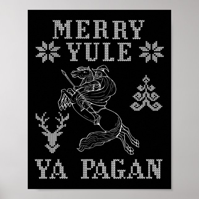 Póster Merry Yule Ya Pagan Odin En Sleipnir Viking Christ (Frente)