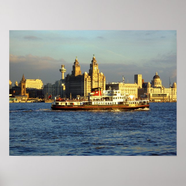 Póster Mersey Ferry con Liverpool Waterfront (Frente)