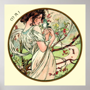 Póster Mes de Alfonso Mucha de mayo