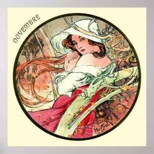 Póster Mes de Alfonso Mucha de noviembre
