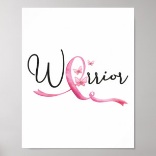 Póster Mes de cáncer de mama de guerrero mariposas Ribbo