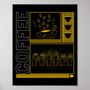 Póster Mes de Conciencia Café Asl Lover Trendy Love Deaf