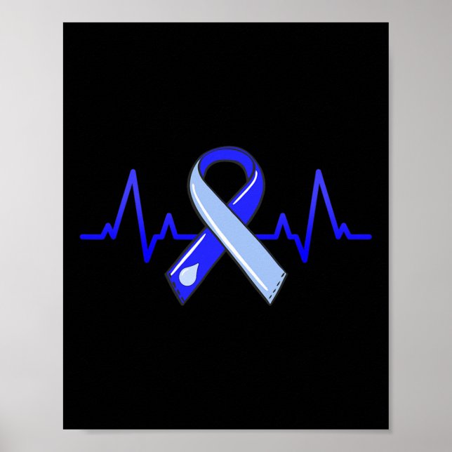 Póster Mes de Conciencia Cinta Azul Heartbeat (Frente)