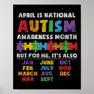 Póster Mes de conciencia del autismo nacional, niños auti