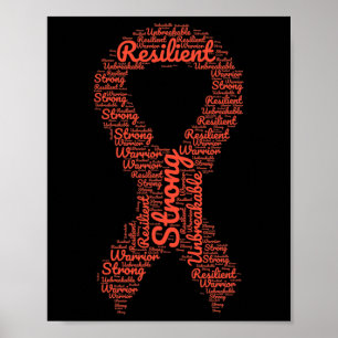 Póster Mes De Conciencia Naranja Ribbon Con Palabras