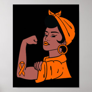 Póster Mes de conciencia Naranja Ribbon Guerreras regalo