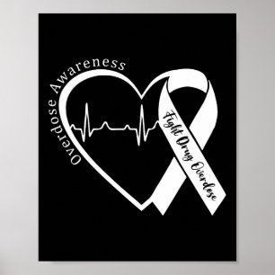 Póster Mes de Conciencia sobre Sobredosis Corazón Listón