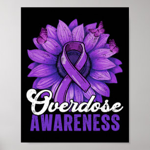 Póster Mes de Conciencia sobre Sobredosis Listón Morado G