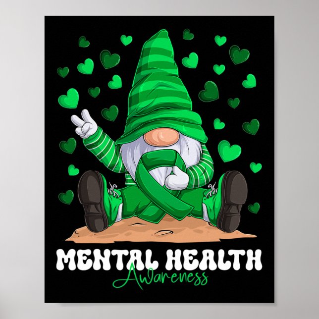 Póster Mes de concientización sobre la salud mental Gnome (Frente)