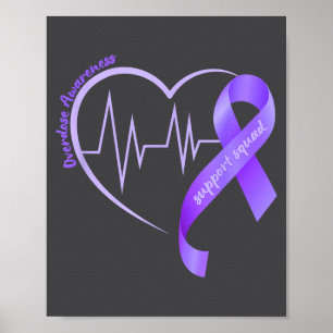 Póster Mes de Concientización sobre Sobredosis Listón Mor