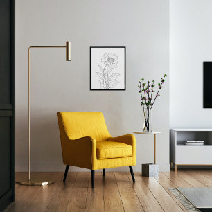 Póster Mes de flor de nacimiento con tinta minimalista