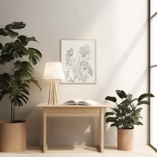 Póster Mes de flor de nacimiento con tinta minimalista