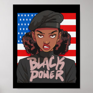 Póster Mes De Historia Negra Pantera Fiesta Afro Hair Usa