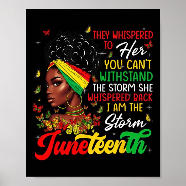 Póster Mes de Juneteenth Chica Africana Mujer Afro Soy La (Frente)