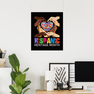 Póster Mes de la Herencia Hispana Manos Corazón