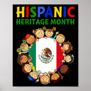 Póster Mes de la Herencia Hispana México Niños Chicas