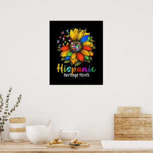 Póster Mes de la Herencia Hispana Países Latinos Girasol