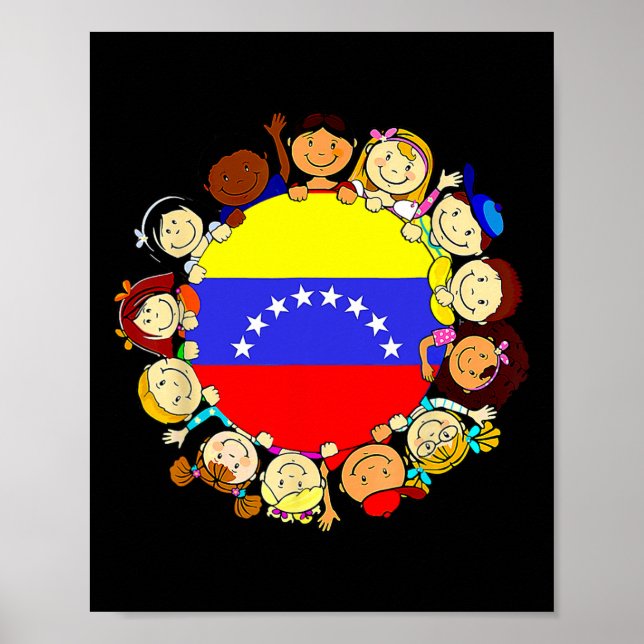 Póster Mes de la herencia hispánica Venezuela Niños venez (Frente)