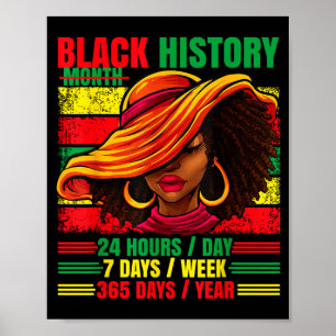 Póster Mes de la historia negra 24_7_365 mujer afro orgul