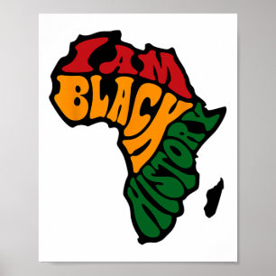 Póster Mes de la Historia Negra Aparato Africa Map Kente 