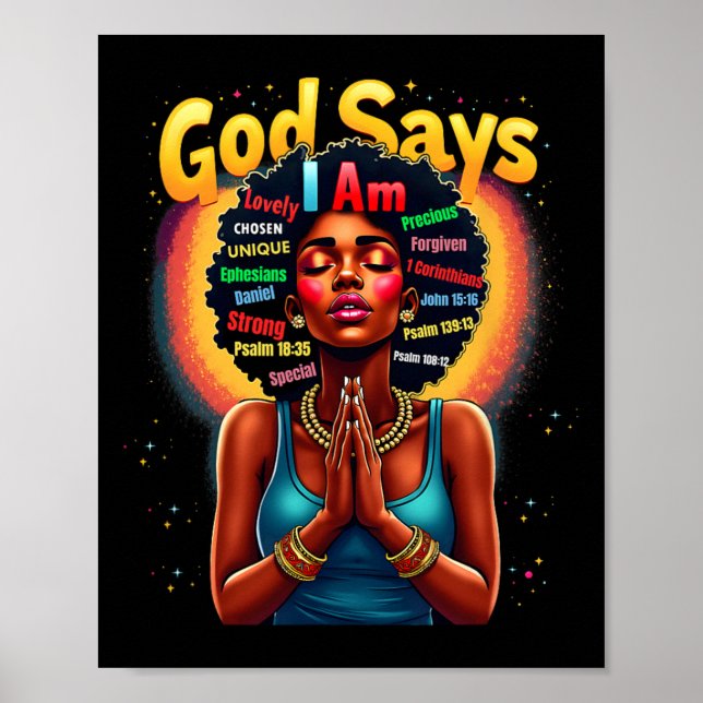 Póster Mes de la Historia Negra Dios dice que soy 11° Fue (Frente)