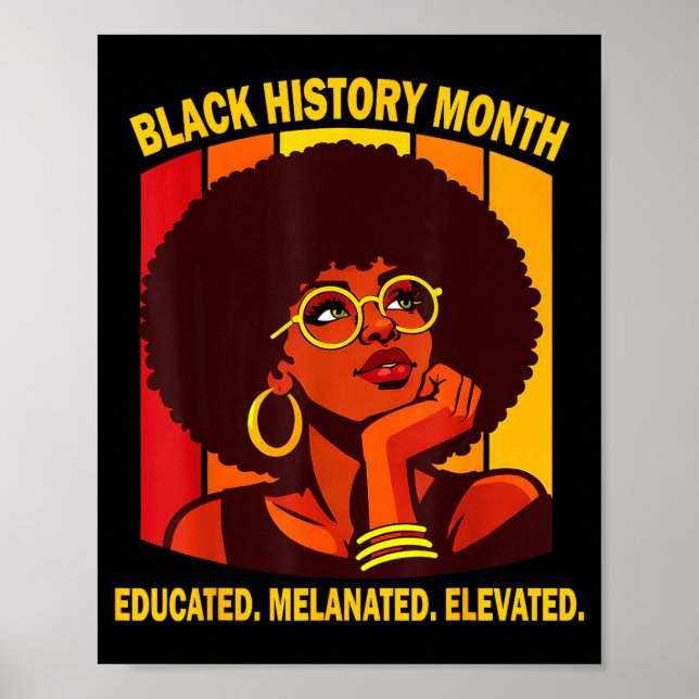 Póster Mes de la historia negra educó melanado elevado (Frente)