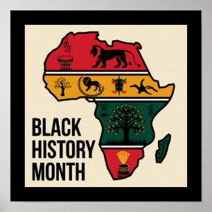 Póster Mes de la historia negra en Africa Map
