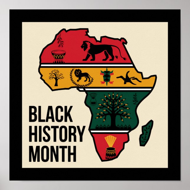 Póster Mes de la historia negra en Africa Map (Frente)