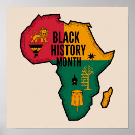 Póster Mes de la historia negra en Africa Map