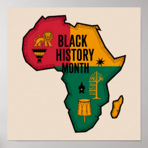 Póster Mes de la historia negra en Africa Map