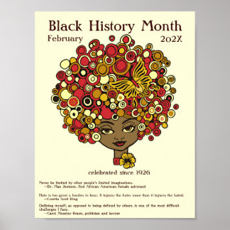 Póster Mes de la Historia Negra, hermosa mujer retro