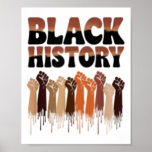 Póster Mes de la Historia Negra Manos Símbolo Afro Motiva