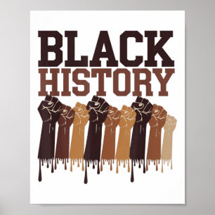 Póster Mes de la Historia Negra Manos Símbolo Afro Motiva
