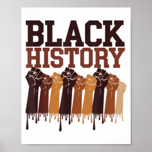 Póster Mes de la Historia Negra Manos Símbolo Afro Motiva