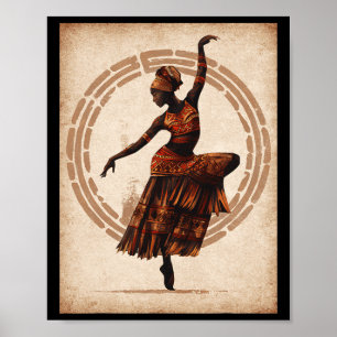 Póster Mes de la historia negra: mujer negra tríbila bail